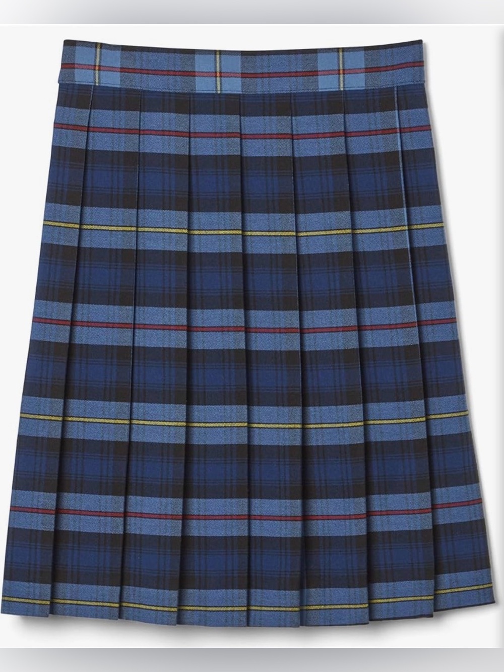 French Toast Girls Adjustable Mid Length Waist Plaid Pleated Skirt Blue/Red